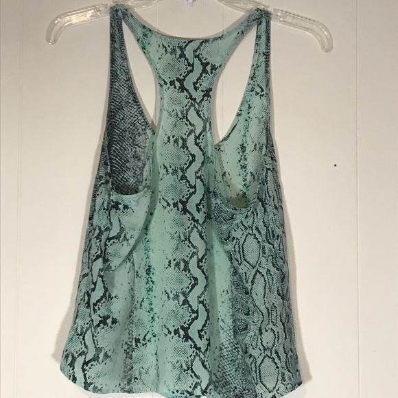 Joie Green Snake Print Racer Back Silk Top - Picture 6 of 6